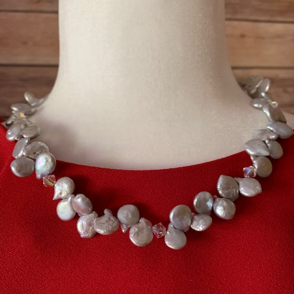 SILVER KESHI FRESHWATER PEARL NECKLACE