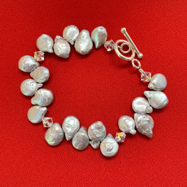 SILVER KESHI FRESHWATER PEARL BRACELET – Laura Moore Designs