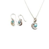 LARIMAR MOON NECKLACE AND EARRING SET