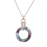 PRECISION CUT AUSTRIAN CRYSTAL RING NECKLACE ON SILVER CHAIN