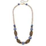 CHINOISERIE AND WOOD NECKLACE