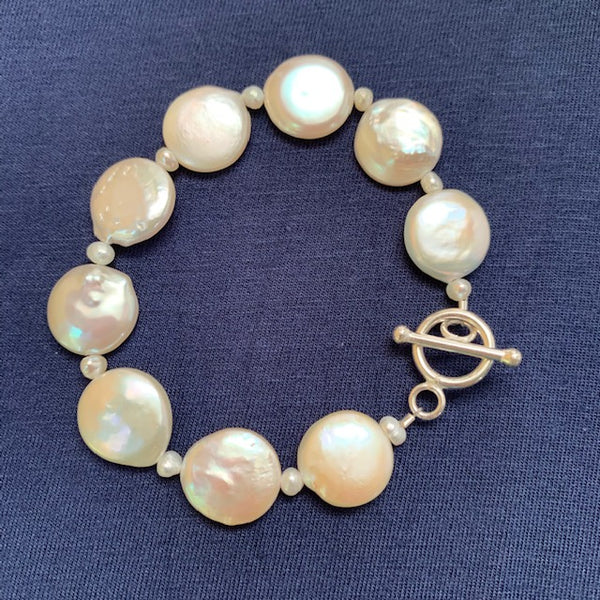 Buy quality Peach Flat Pearls 1 Layers Bracelet JBG0126 in Hyderabad