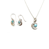 LARIMAR MOON NECKLACE AND EARRING SET